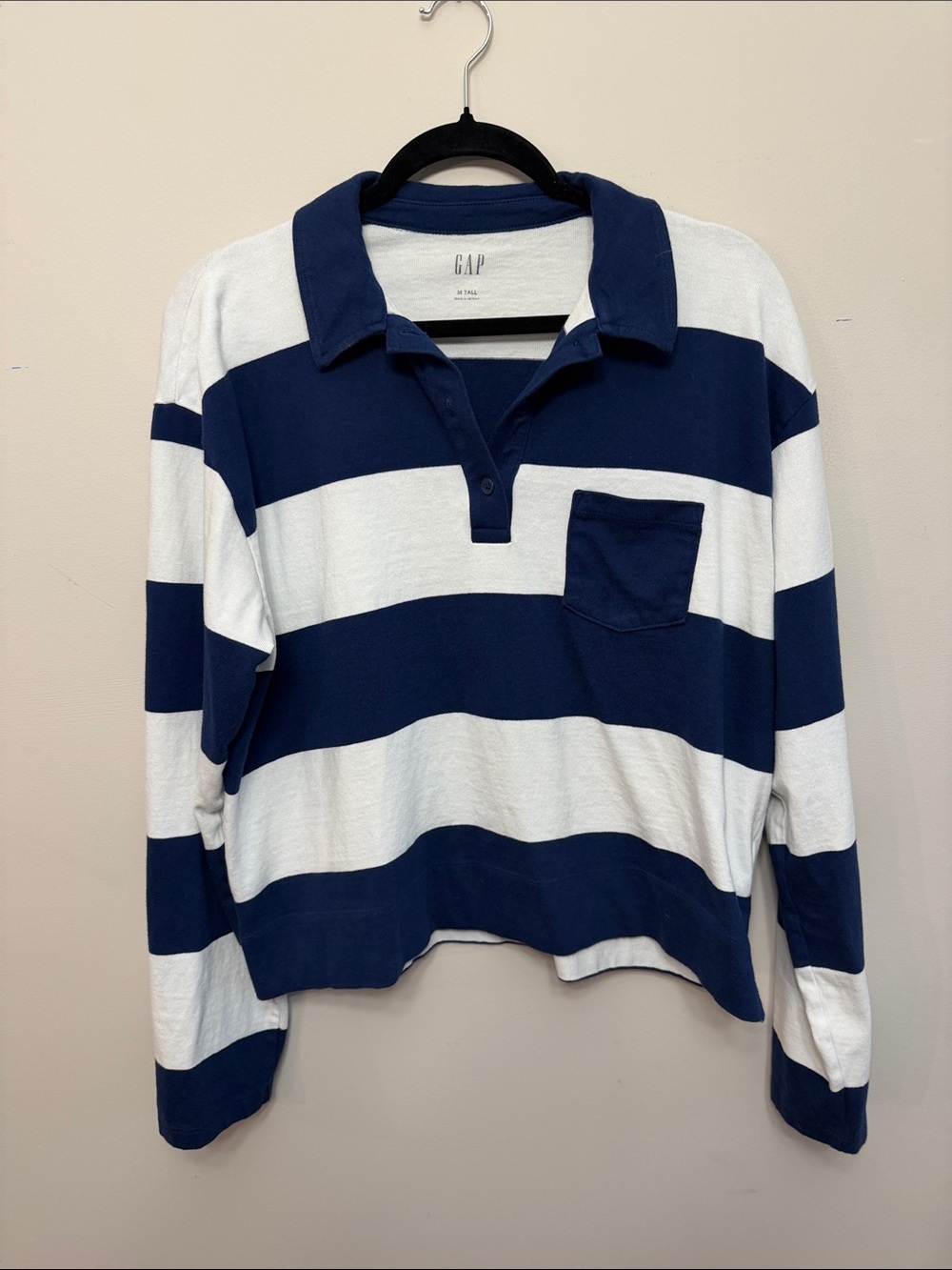 GAP Blue and White Striped Rugby Shirt